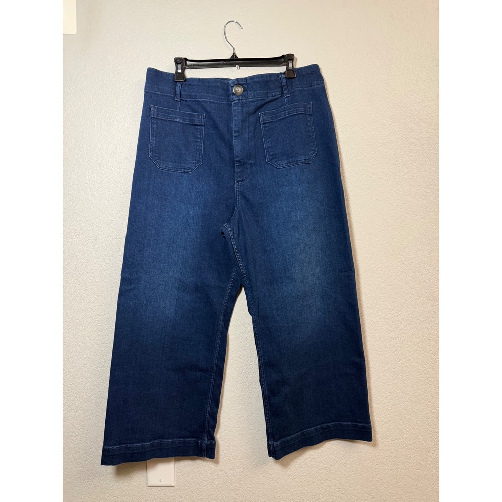 Pilcro and the Letterpress The Skipper Wide Leg Crop Jeans Dark Wash Size 34